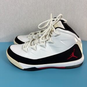 Nike Jordan Air Deluxe 2 men's sneakers in a white, black, and red colorway